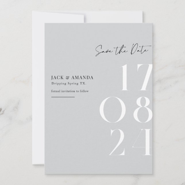 Enkelt minimal typografi Bröllop spara datum Datumet (Framsida)