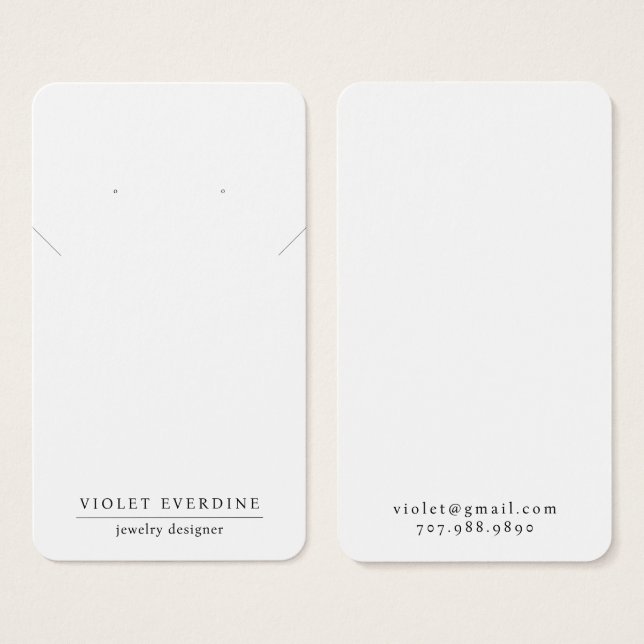 Enkelt minimal typografi - uppläsning av halsband visitkort (Framsida & baksida)