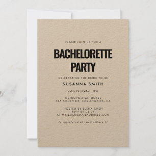 Enkelt minimalistiskt Bachelorette-parti Inbjudningar