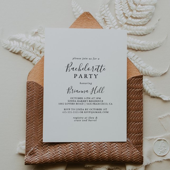 Enkelt minimalistiskt Bachelorette-parti Inbjudningar (Skapare uppladdad)