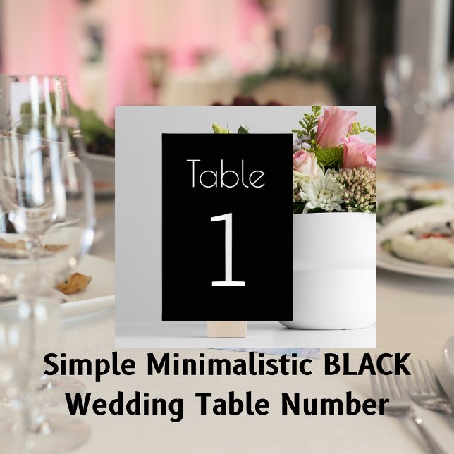 Enkelt minimalistiskt BLACK Bröllop-Bordsnummer Bordsnummer (Simple Minimalistic BLACK Wedding Table Numbers)