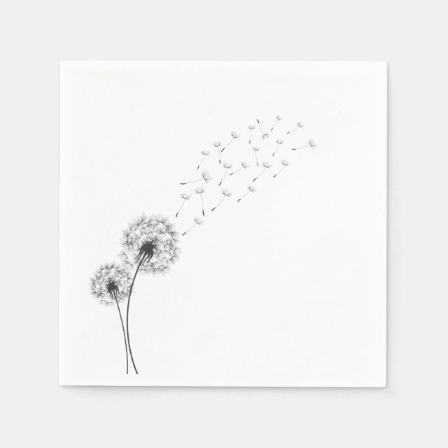Enkelt minimalistiskt blåsande dandelion | Napkin Pappersservett (Framsidan)