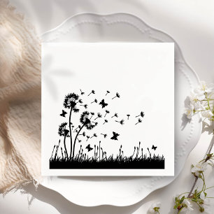 Enkelt minimalistiskt blåsande dandelion pappersservett