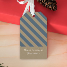 Enkelt minimalistiskt blått och Beige God jul Presentetikett