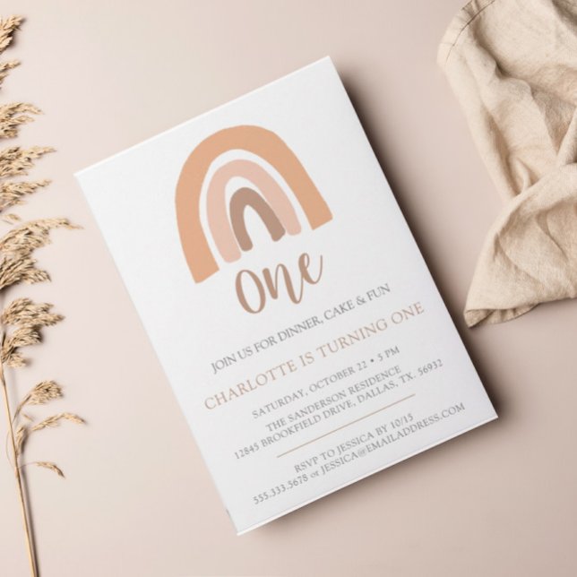 Enkelt minimalistiskt Boho-regnbåge första födelse Inbjudningar (Skapare uppladdad)