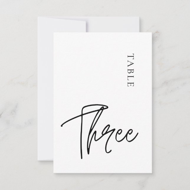 Enkelt minimalistiskt Bord 3-Bordsnummer Inbjudningar (Framsida)