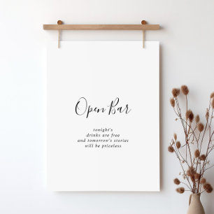 Enkelt minimalistiskt Bröllop Open Pub-tecken Poster