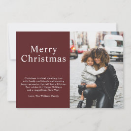 Enkelt minimalistiskt Burgundy Photo God jul Julkort