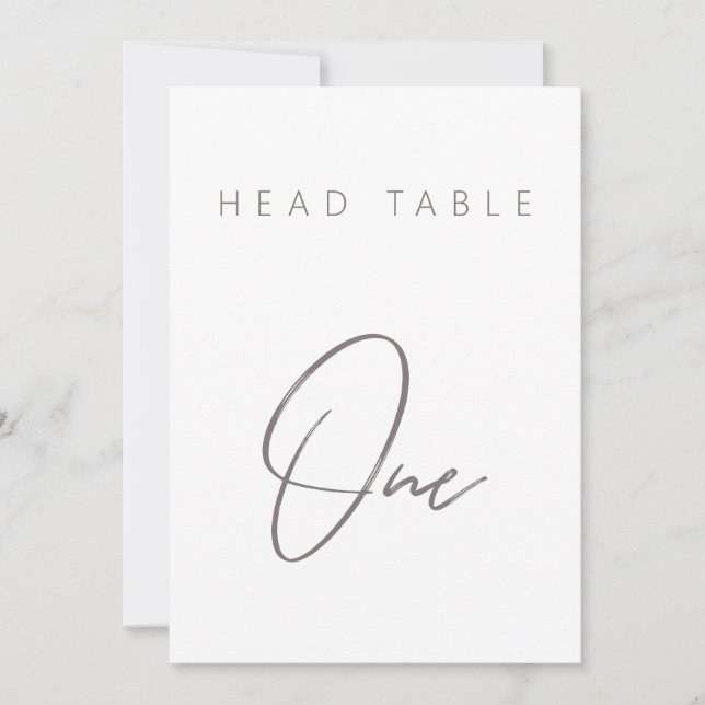 Enkelt minimalistiskt Calligraphy Bröllop-Bordsnum (Framsida)