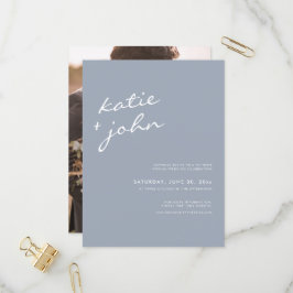 Enkelt minimalistiskt dammblått Virtuella Bröllop Inbjudan Vykort