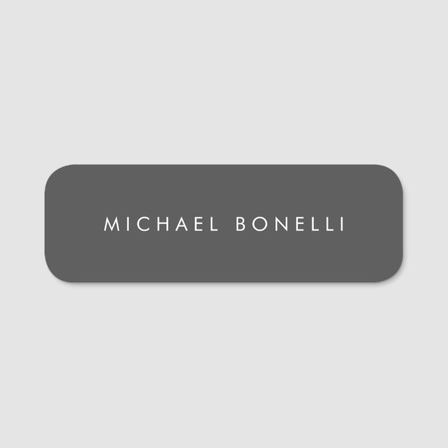 Enkelt, minimalistiskt Elegant Modern Grått Namnbricka (Framsida)