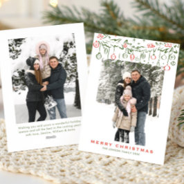 Enkelt minimalistiskt God jul Boho 2-foto Julkort