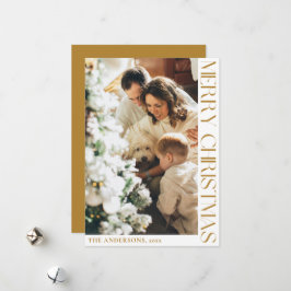 Enkelt minimalistiskt God jul Mustard Guld Julkort