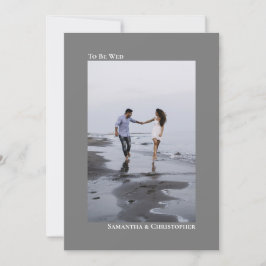 Enkelt minimalistiskt Grått-Lodrät Foto Bröllop Inbjudningar