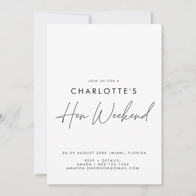 Enkelt minimalistiskt Hen Helg med kontinentalsock Inbjudningar (Framsida)