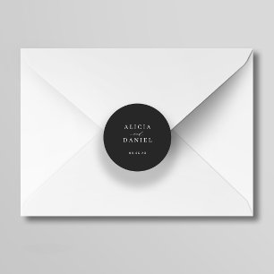 Enkelt minimalistiskt hölje i elegant bröllop runt klistermärke