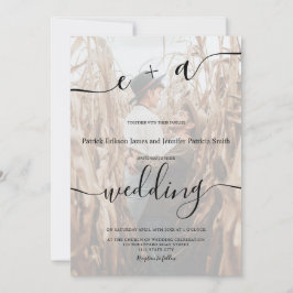 Enkelt minimalistiskt initialer-skriptfoto bröllop inbjudningar