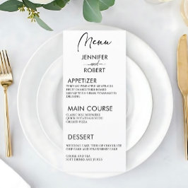 Enkelt minimalistiskt kalligrafi Rustic Bröllop Me Meny