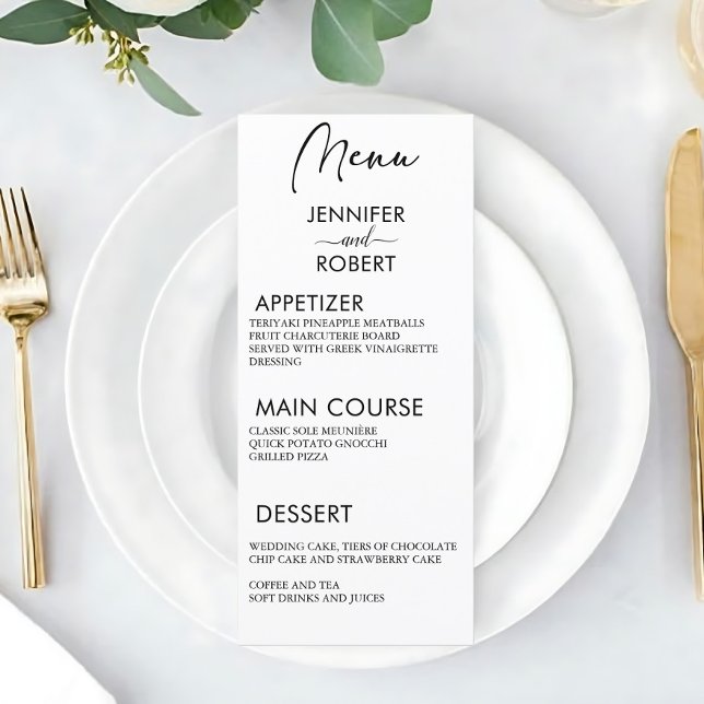 Enkelt minimalistiskt kalligrafi Rustic Bröllop Me Meny (Simple Minimalist Calligraphy Rustic Wedding Menu)