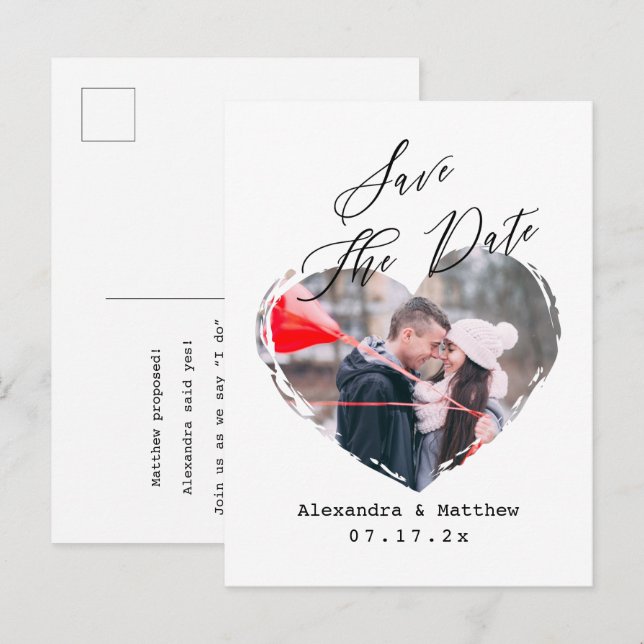 Enkelt minimalistiskt Kärlek-fotoskript B&W Meddelande Vykort (Fram/baksida)