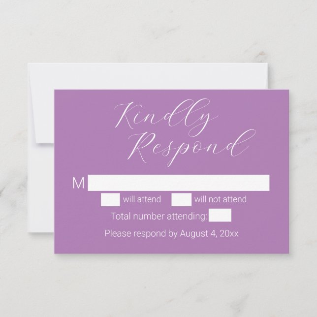 Enkelt, minimalistiskt Lavender-Bröllop OSA-kort Tack Kort (Framsida)