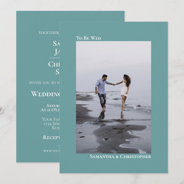 Enkelt, minimalistiskt Lodrät Foto Bröllop Inbjudningar (Fram/baksida)