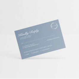 Enkelt minimalistiskt Löv Dusty Blue Monogram OSA Kort