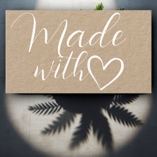 Enkelt minimalistiskt Made Kärlek Heart Kraft Papp Visitkort
