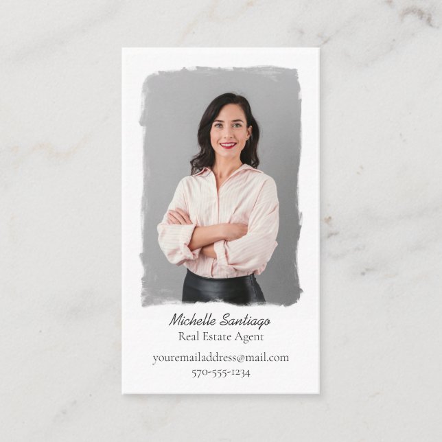 Enkelt minimalistiskt målat Stil-foto-Lodrät Visitkort (Framsida)