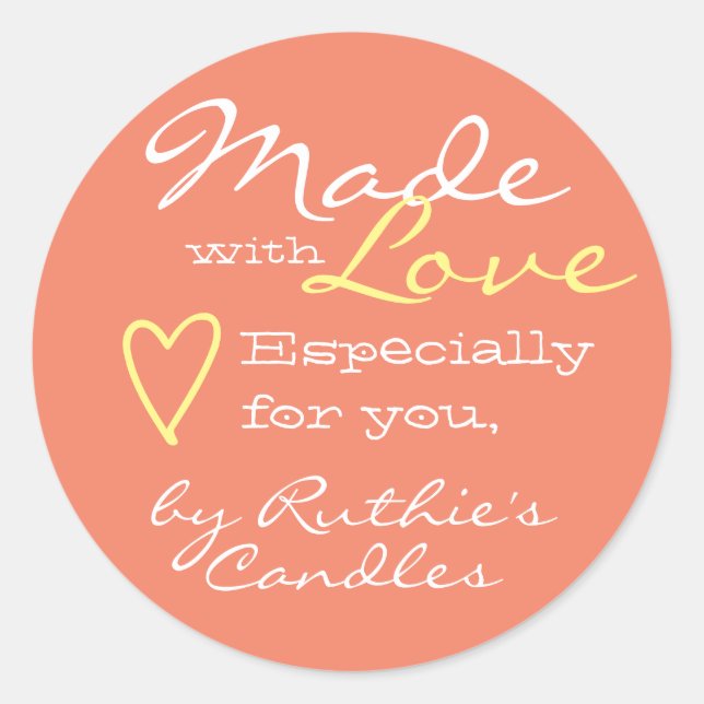 Enkelt minimalistiskt märke med Kärlek Heart Peach (Framsida)