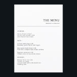 Enkelt minimalistiskt middagsmål för Bröllop Bröll Meny<br><div class="desc">Våra enkla, minimalistiska matriskort för Bröllop Bröllop är, som är framtagna med en chic och modern estetik, ett typexempel på sofistikering. De gör en kulinarisk resa i det minimalistiska stil, med varje kurs i elegant, contemporary. Perfekt för par som vill gifta sig med en modern elegans, dessa menyer tillför en...</div>