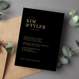 Enkelt minimalistiskt modernt guld-typografi bröll inbjudningar