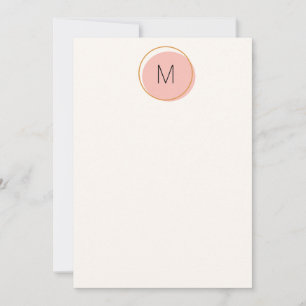 Enkelt minimalistiskt Monogram-Rosa och Guld Anteckningskort