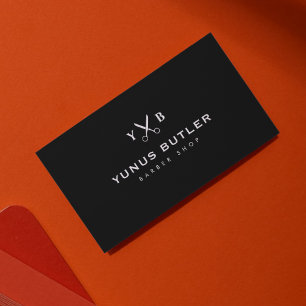 Enkelt minimalistiskt Monogram-sax Barbershop Visitkort