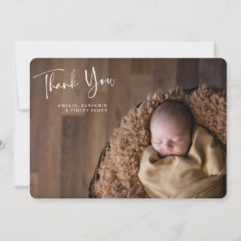 Enkelt minimalistiskt nyfött Baby-foto-Vågrät Th Tack Kort