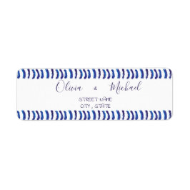 Enkelt minimalistiskt oljefärg blått Linjer Adress Returadress Etikett