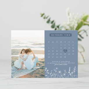 Enkelt minimalistiskt Periwinkle Wildblomfoto Spara Datumet
