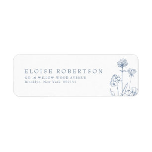 Enkelt minimalistiskt Periwinkle Wildblomma Adress Returadress Etikett