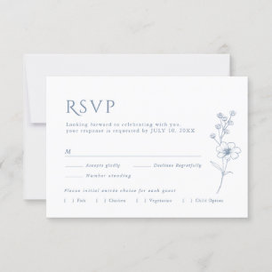 Enkelt minimalistiskt Periwinkle Wildblomma Bröllo OSA Kort