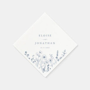 Enkelt minimalistiskt Periwinkle Wildblomma Bröllo Pappersservett