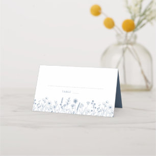 Enkelt minimalistiskt Periwinkle Wildblomma Bröllo Placeringskort