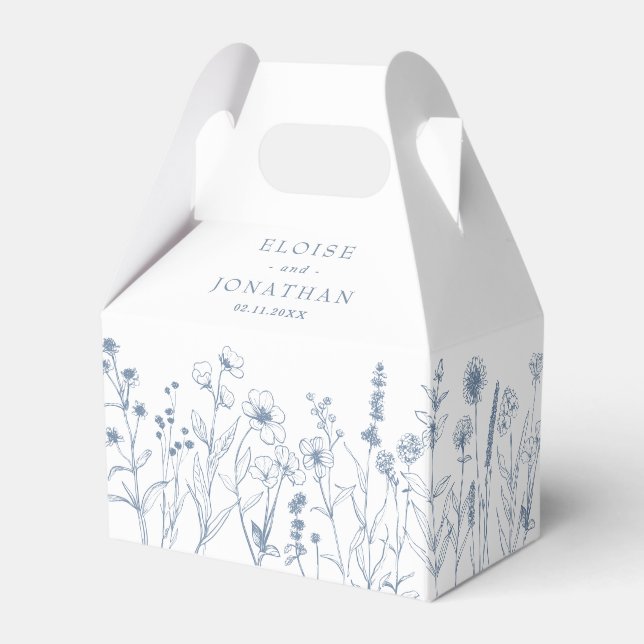 Enkelt minimalistiskt Periwinkle Wildblomma Bröllo Presentaskar (Baksidan Sidan)