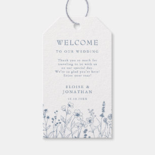 Enkelt minimalistiskt Periwinkle Wildblomma Bröllo Presentetikett