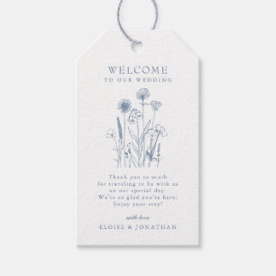 Enkelt minimalistiskt Periwinkle Wildblomma Bröllo Presentetikett