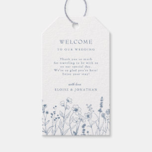 Enkelt minimalistiskt Periwinkle Wildblomma Bröllo Presentetikett