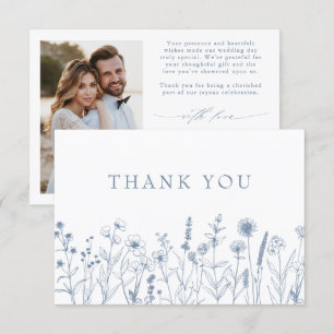 Enkelt minimalistiskt Periwinkle Wildblomma Bröllo Tack Kort