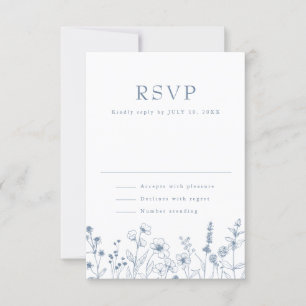 Enkelt minimalistiskt Periwinkle Wildblomme Bröllo OSA Kort