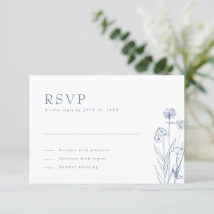 Enkelt minimalistiskt Periwinkle Wildblomme Bröllo OSA Kort