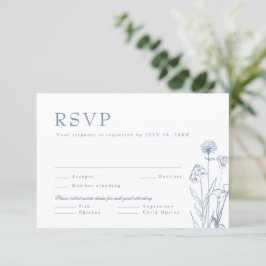 Enkelt minimalistiskt Periwinkle Wildblomme Bröllo OSA Kort