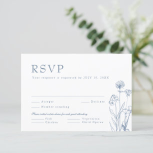 Enkelt minimalistiskt Periwinkle Wildblomme Bröllo OSA Kort